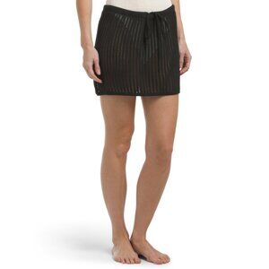 SENSEA Black Mini Drawstring Cover-up Skirt